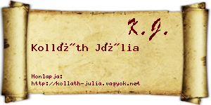 Kolláth Júlia névjegykártya